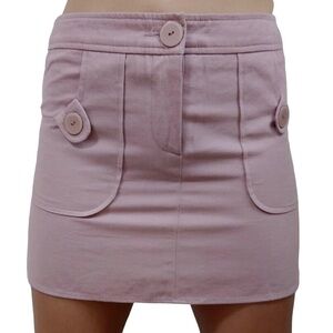 Nwts Ulla Johnson Mauve Pastel Pink Purple 100% Cotton Mini Skirt with Pockets